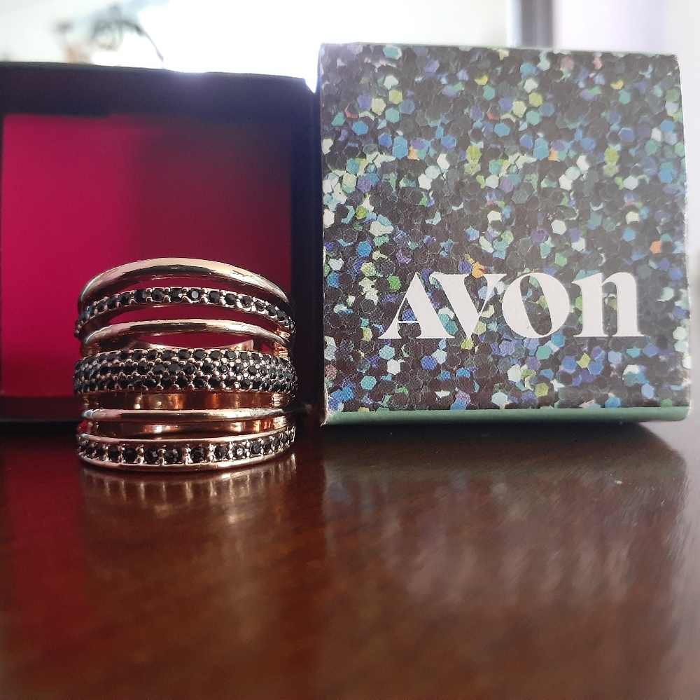 Gold and black color ring size 8